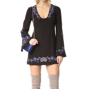 Free People Black Comb Folk Mini Dress